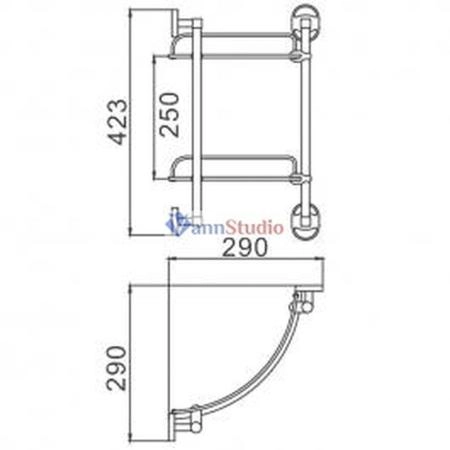 F1907-2 Полка стеклянная Frap для ванной 2-ярусная угловая 250*250