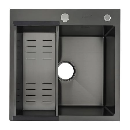 Кухонная мойка GAPPO GS5050-6 с коландером, оружейная сталь