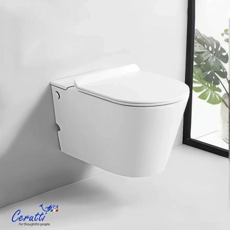 Унитаз подвесной CeruttiSPA АРГЕНТЕРА (ARGENTERA) Aria Pulse CT10590 с функцией импульсного смыва (585х360х330), БЕЗ РАМЫ