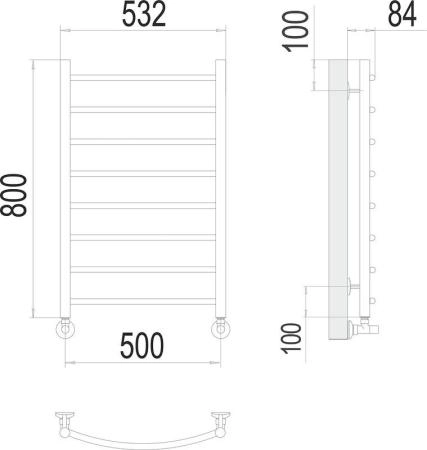 Полотенцесушитель Terminus Классик П8 500х800 водяной