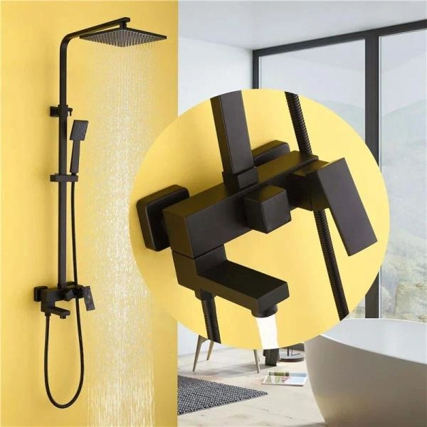 Душевая система ABBER Daheim AF8216B с изливом, черная матовая