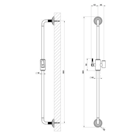 Gessi Venti20 Штанга для душа 86.5cм., цвет: хром