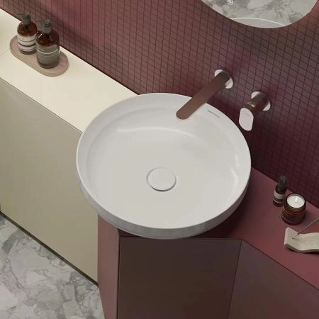 Раковина Kerama Marazzi SAFI САФИ KMSFWb46GWh0 накладная 46 с крепежом, белая глянцевая