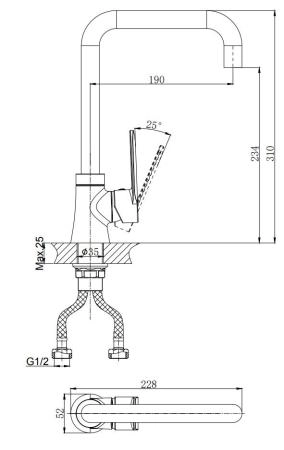 Смеситель для кухни RUSH Denis с поворотным изливом (DN0335-22)