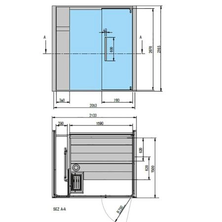 Effegibi One S Filo Сауна 214x171х217см, пристенная, цвет: Stone