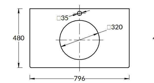 Столешница Kerama Marazzi PLAZA ПЛАЗА PL5.SG50008220R\80 Столешница из керамогранита для накладных раковин, Монте Тиберио 80 см, белый натуральный