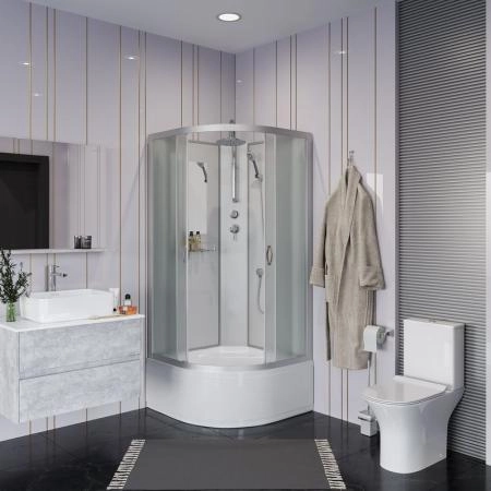 Душевая кабина Niagara NG-2308-14BKT 900х900х2100-2400 высокий поддон 40см стекло матовое