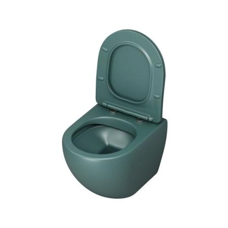 Унитаз Grossman GR-4455OLMS Color (485*360*375) ЗЕЛЕНЫЙ МАТОВЫЙ подвесной Безободковый с тонкой крышкой