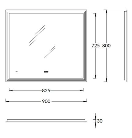Зеркало Kerama Marazzi TECNO ТЕКНО TE.mi.90 c LED 90 с подсветкой, с функцией антизапотевание, белый глянцевый