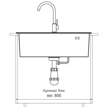 Кухонная мойка GranFest 6545, графит