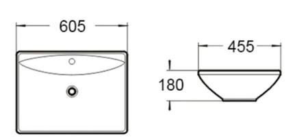 Раковина SantiLine SL-1015 60,5x45,5 на столешницу керамическая Белый