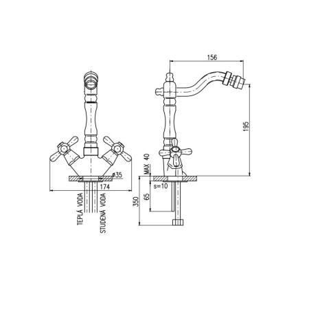 Смеситель Rav Slezak MORAVA RETRO MK120.5/9 для биде, цвет Хром