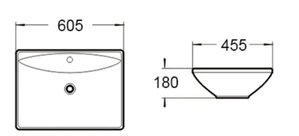 Раковина SantiLine SL-1015 60,5x45,5 на столешницу керамическая Белый