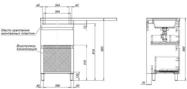 Тумба под раковину Aquanet Вега 48 белый глянец