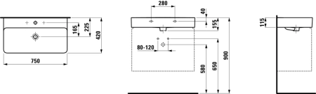 Раковина Laufen VAL 8.1028.5.000.104.1 750х420х115 мм подвесная