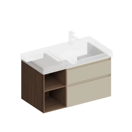 Тумба Kerama Marazzi CUBO КУБО CUB.90.2Rh\LIM.N правая подвесная с ящиками 90, лимо матовая-древесная