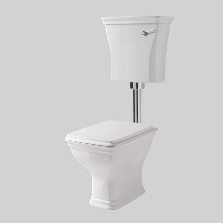 Artceram CIVITAS Унитаз 36х54см., со средним бачком и трубой хром, с механизмом с фронтальной ручкой, с сиденьем, микролифт, цвет: белый/хром