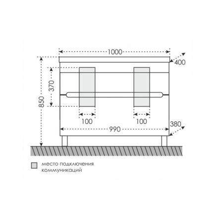 Тумба под двойную раковину СаНта Лондон 100 700174, напольная (2 ящ.)