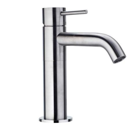 Bossini Inox Однорычажный Смеситель для раковины на 1 отв., из нержавеющей стали без донного клапана, цвет: Сатинированная нержавеющая сталь