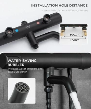 Душевая система Gappo G2490-6 термостат для ванны, черный