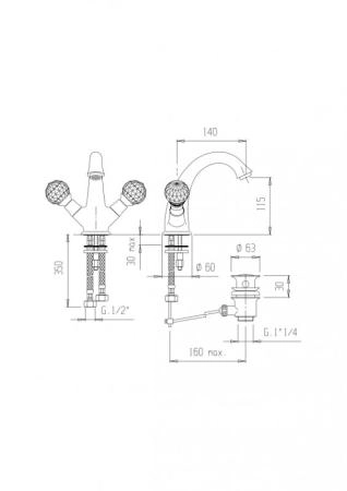 Смеситель CEZARES GOLF-LS1-01 для раковины,хром с донным клапаном