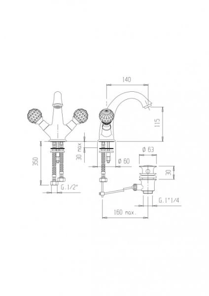 Смеситель CEZARES GOLF-LS1-01 для раковины,хром с донным клапаном