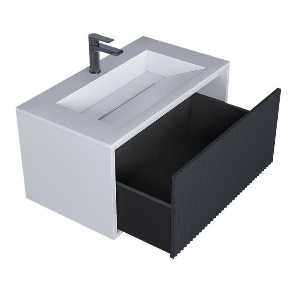 Тумба под раковину для ванной Uperwood Next Premium подвесная, 100 см, белая/графит, 1 ящик