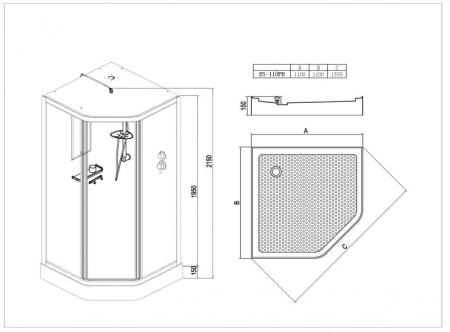 Душевая кабина Esbano 110x110 трапеция матовое стекло ESKB110PR