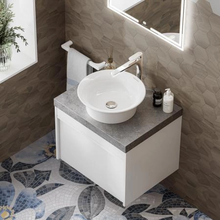 Тумба Kerama Marazzi MODULA МОДУЛА MO.60.1+1\WHT подвесная 60 с ящиком 1+1, белая глянцевая