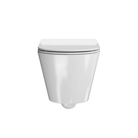 Kerama Marazzi Унитаз PLAZA Modern подвесной безободковый с системой смыва RIM UP+ (Tornado), белый глянцевый