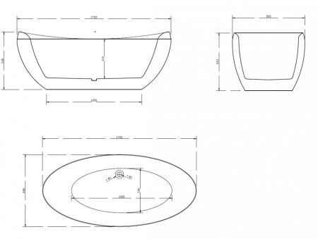 Акриловая ванна ABBER AB9236 170x80 овальная