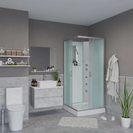 Душевая кабина Niagara NG-1101-14BKG 900х900х2000 низкий поддон 13см стекло матовое с полкой