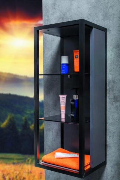 Пенал Boheme LOFT низкий антрацит, полки стекло 895-A