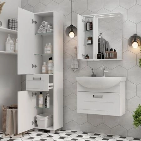 Зеркало-шкаф с LED подсветкой Volna Joli 70 левое (белый)