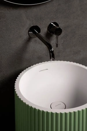 Раковина напольная Boheme рифленая Corian 480*480*850 MINT (мятный) 801-Torre-MT