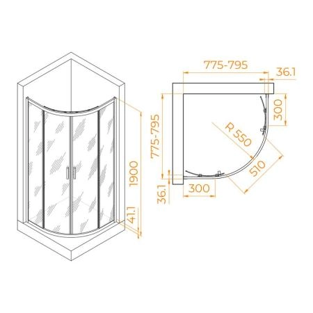 Душевой уголок RGW PA-51 Passage 80x80 Хром прозрачное