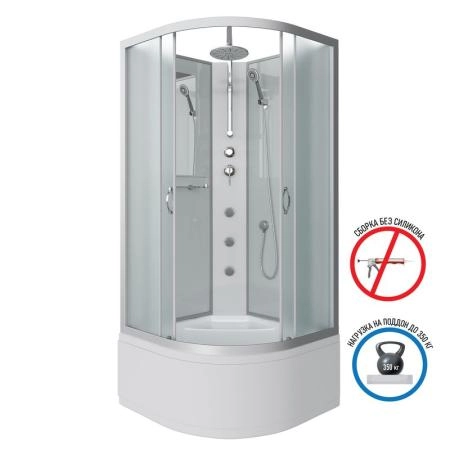 Душевая кабина Niagara NG-2307-14BKTG 800х800х2100-2400 высокий поддон 40см стекло матовое