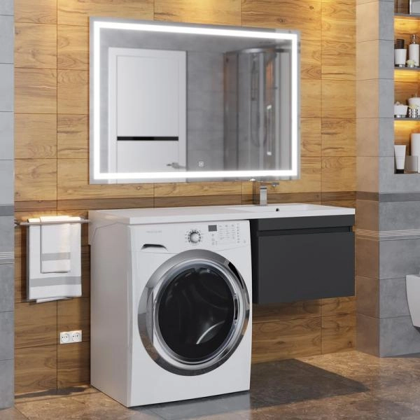 Тумба под стиральную машину Uperwood Magenta, 50 см, подвесная, черная, выдвижной ящик