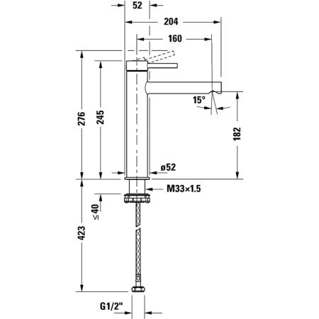 Duravit Circle L Смеситель для раковины, на 1 отв., высокий, цвет: хром