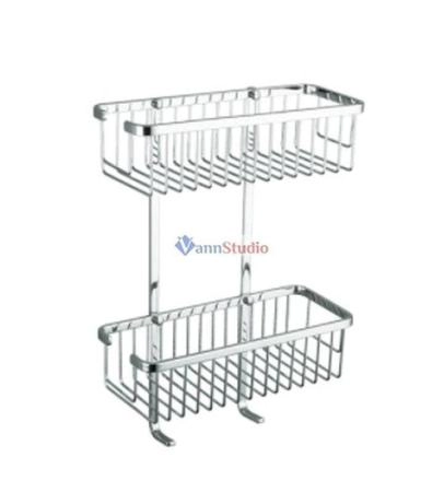 F353-1 Полка 2 ярусная Frap c ключками нержавейка хром