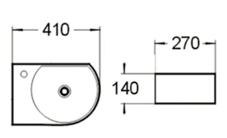 Раковина SantiLine SL-2015R 41x27 подвесная керамическая Белый