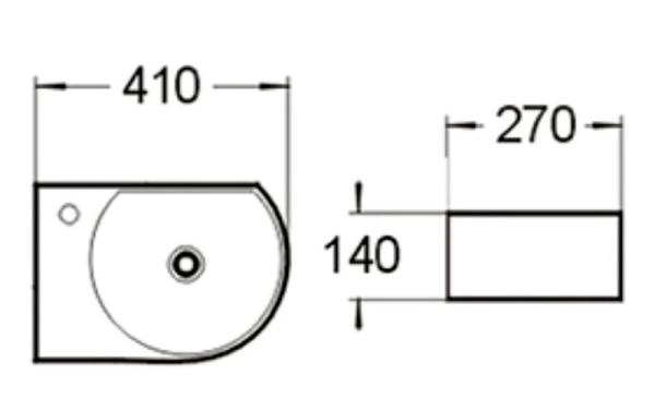 Раковина SantiLine SL-2015R 41x27 подвесная керамическая Белый