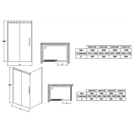 Душевая дверь Jacob Delafon CONTRA E22C120-GA 120x195 см