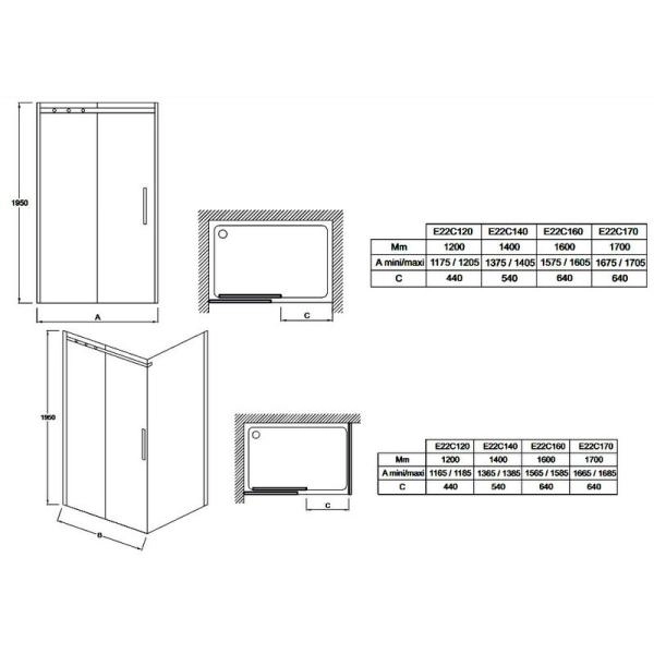 Душевая дверь Jacob Delafon CONTRA E22C120-GA 120x195 см