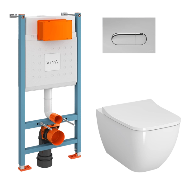 Инсталляция с унитазом VitrA Shift  9855B003-7206  цвет клавиши хром