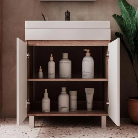 Тумба для ванной Volna Conty 60.2D Белый/дуб сонома напольная (9696) раковина отдельно