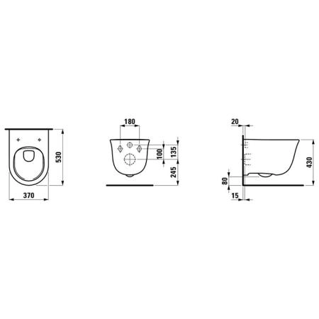 Laufen Palomba Унитаз 54х36х26.5 см., подвесной, безободковый, смыв Rimless, сиденье микролифт, цвет: белый матовый