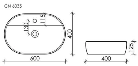 Умывальник накладной Element 600x400x125мм