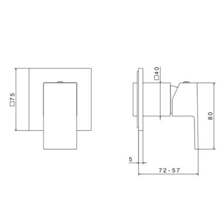 Встроенный смеситель Kerama Marazzi FUTURA ФУТУРА 66475EKM.01.093 для душа на один поток, матовый черный