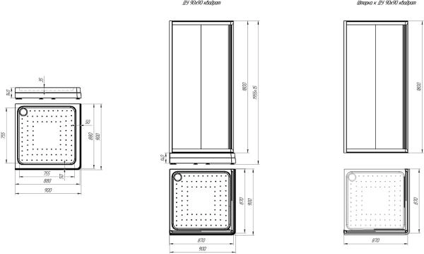 Поддон к душевому углу Дрим 90 (квадратный поддон на раме-подставке с устройством слива)
